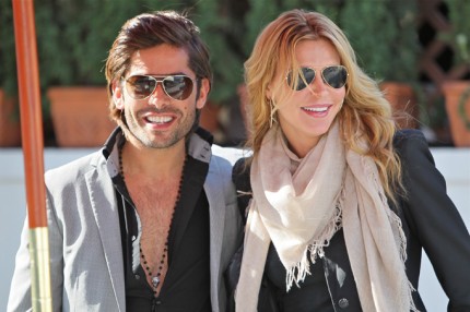 Cedric Martinez and Brandi Cibrian leave Cafe Roma in Beverly HIlls